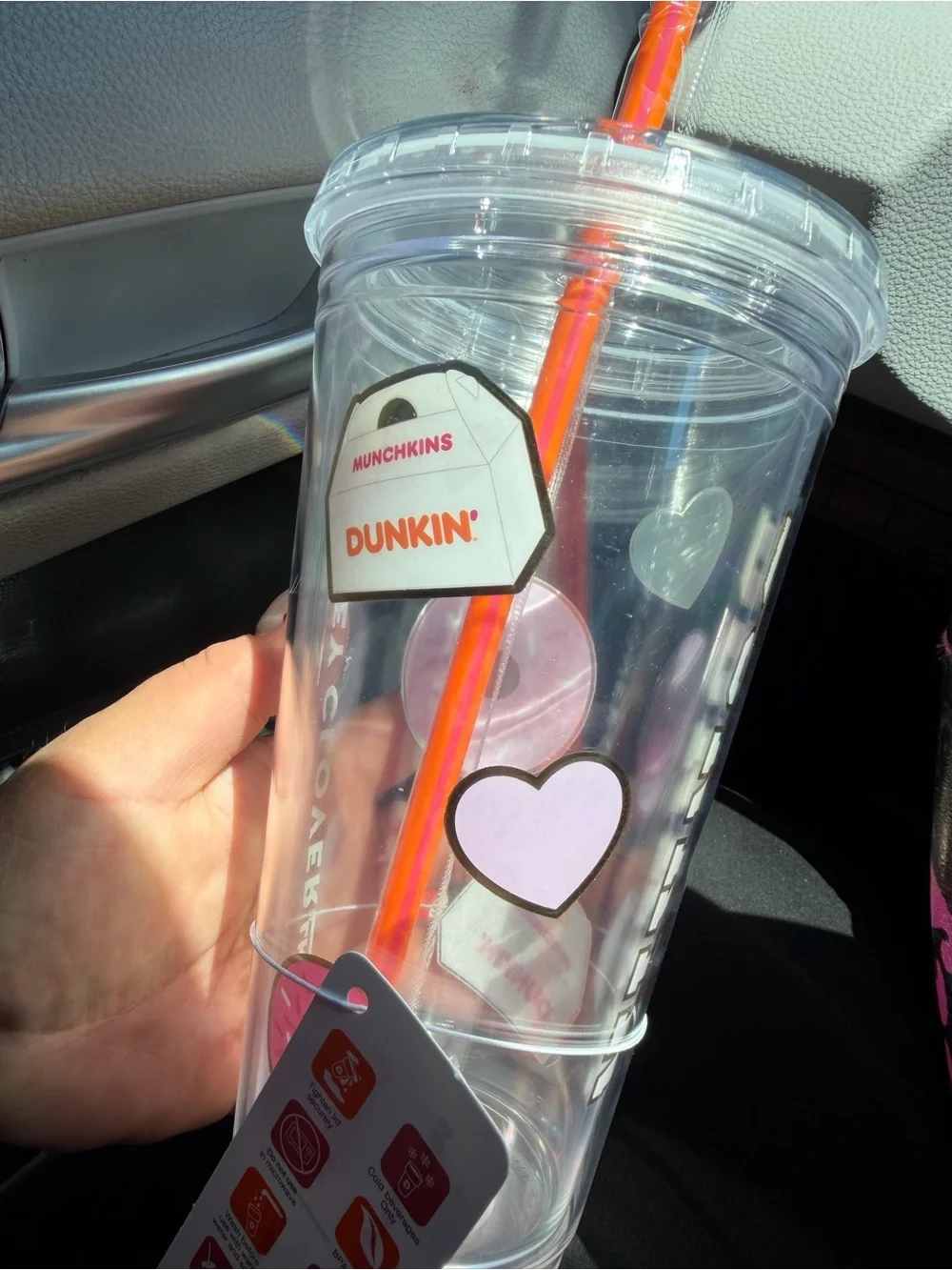 Dunkin' Clear cup with straw Stoney Clover collection